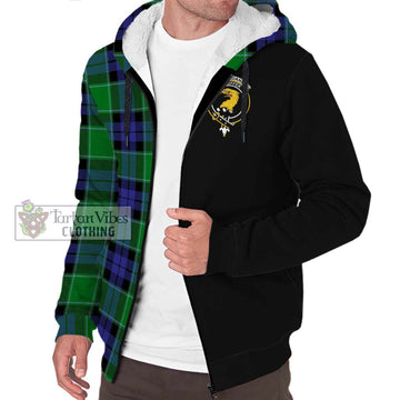 Haldane Tartan Sherpa Hoodie with Family Crest and Half Of Me Style Unisex S - Tartan Vibes Clothing