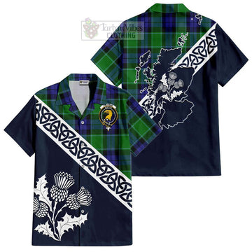 Haldane Tartan Hawaiian Shirt Featuring Thistle and Scotland Map Kid - Tartan Vibes Clothing