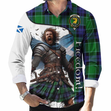 Tartan Vibes Clothing Haldane Crest Tartan Long Sleeve Button Shirt Inspired by the Freedom of Scottish Warrior