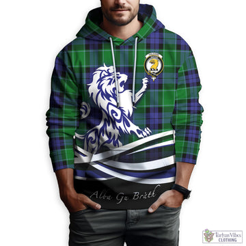 Haldane Tartan Hoodie with Alba Gu Brath Regal Lion Emblem