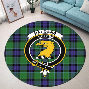 Haldane Tartan Round Rug with Family Crest - Tartan Vibes Clothing