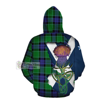 Haldane Tartan Family Crest Cotton Hoodie Scottish Thistle Celtic Inspired Pullover Hoodie - Tartan Vibes Clothing