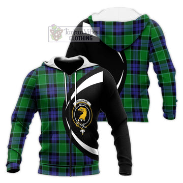Haldane Tartan Knitted Hoodie with Family Crest Circle Style Unisex Knitted Zip Hoodie - Tartan Vibes Clothing