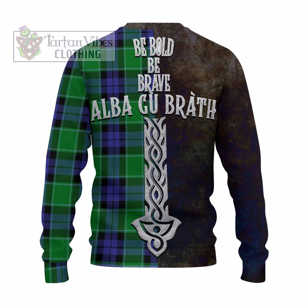 Haldane Tartan Family Crest Knitted Sweater Alba Gu Brath Be Brave Lion Ancient Style - Tartan Vibes Clothing
