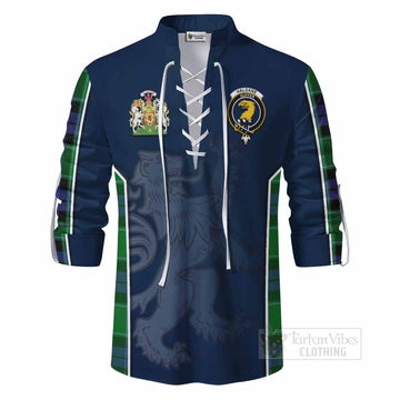 Haldane Tartan Ghillie Kilt Shirt with Family Crest and Lion Rampant Vibes Sport Style - Tartan Vibes Clothing