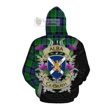 Haldane Tartan Family Crest Cotton Hoodie Lion Rampant Royal Thistle Shield Celtic Inspired Pullover Hoodie - Tartan Vibes Clothing