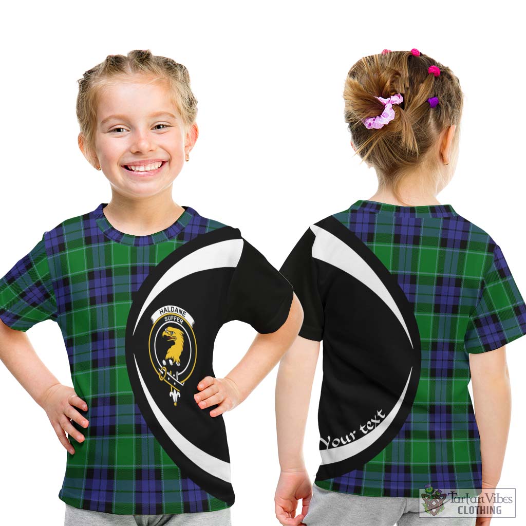 Haldane Tartan Kid T-Shirt with Family Crest Circle Style - Tartan Vibes Clothing