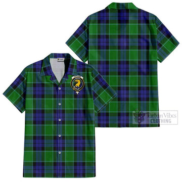 Haldane Tartan Cotton Hawaiian Shirt with Family Crest - Tartan Vibes Clothing