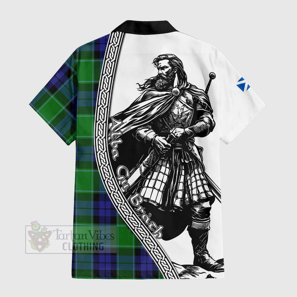 Haldane Tartan Clan Crest Hawaiian Shirt with Highlander Warrior Celtic Style - Tartan Vibes Clothing