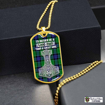 Haldane Tartan Dog Tag Necklace Viking Mjolnir Style Gold No - Tartan Vibes Clothing