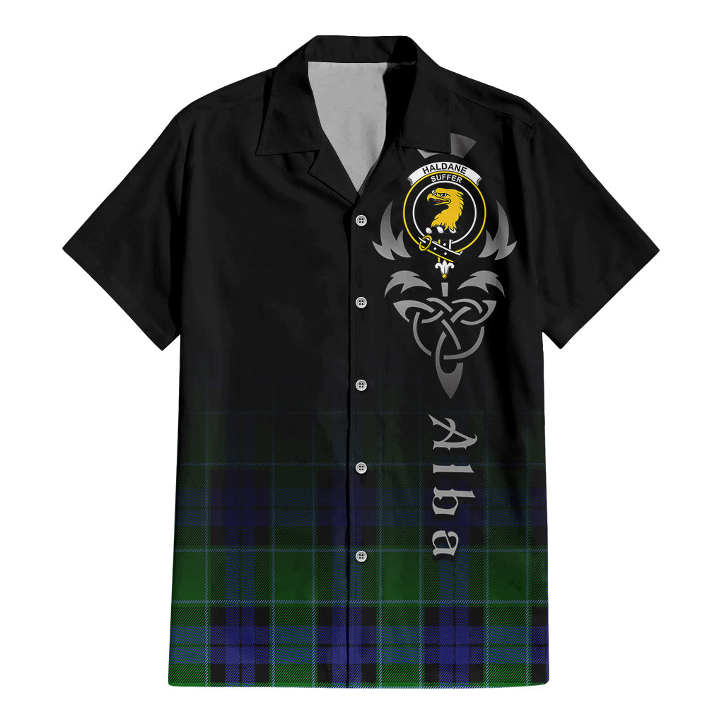 Haldane Tartan Hawaiian Shirt Shirt Featuring Alba Gu Brath Family Crest Celtic Inspired - Tartan Vibes Clothing