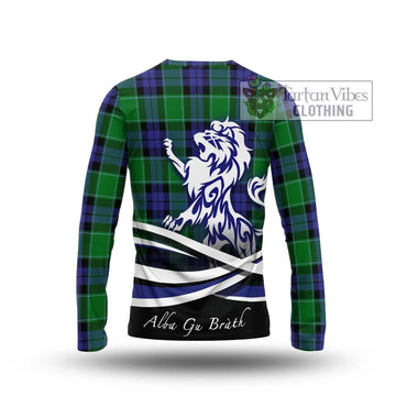 Haldane Tartan Long Sleeve T-Shirt with Alba Gu Brath Regal Lion Emblem - Tartan Vibes Clothing