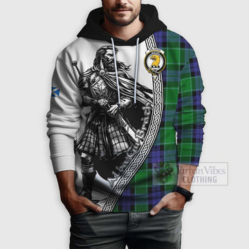 Haldane Tartan Clan Crest Hoodie with Highlander Warrior Celtic Style - Tartan Vibes Clothing