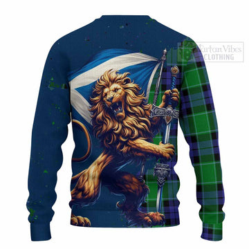 Haldane Tartan Family Crest Knitted Sweater with Scottish Majestic Lion - Tartan Vibes Clothing