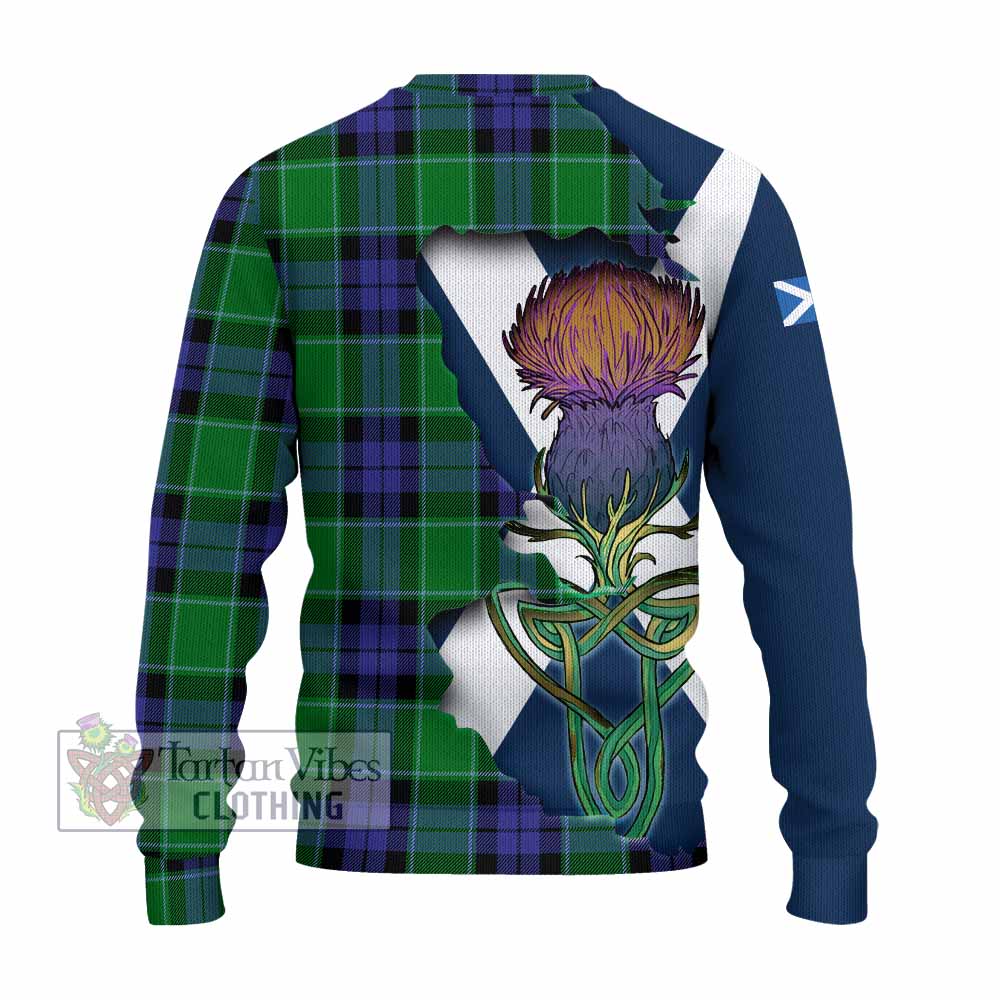 Haldane Tartan Family Crest Knitted Sweater Scottish Thistle Celtic Inspired - Tartan Vibes Clothing