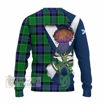 Haldane Tartan Family Crest Knitted Sweater Scottish Thistle Celtic Inspired - Tartan Vibes Clothing