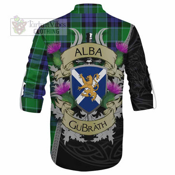Haldane Tartan Family Crest Ghillie Kilt Shirt Lion Rampant Royal Thistle Shield Celtic Inspired - Tartan Vibes Clothing