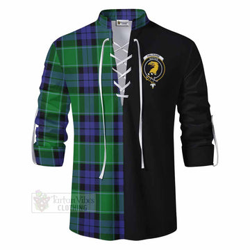 Haldane Tartan Ghillie Kilt Shirt with Family Crest and Half Of Me Style - Tartan Vibes Clothing