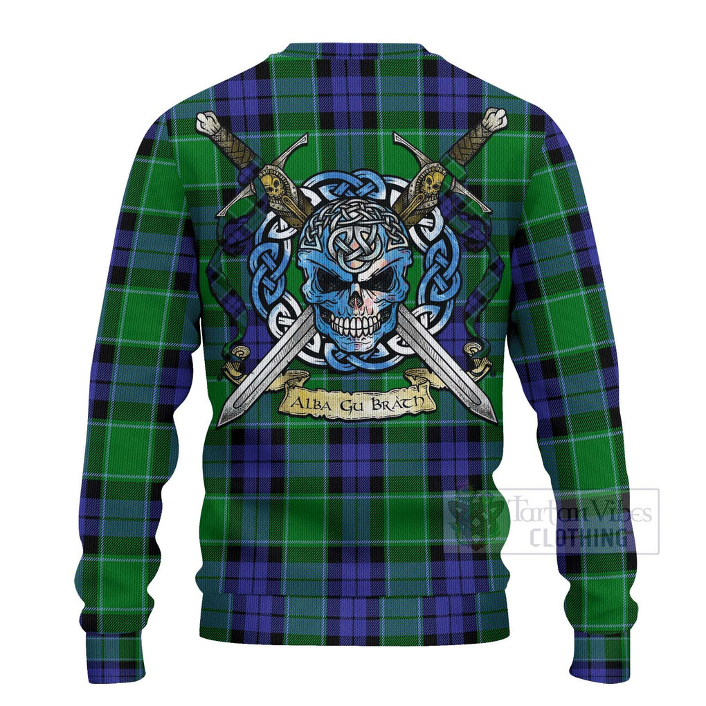Haldane Tartan Ugly Sweater with Family Crest Celtic Skull Style - Tartan Vibes Clothing