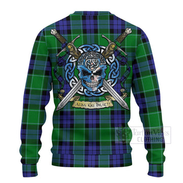 Haldane Tartan Ugly Sweater with Family Crest Celtic Skull Style - Tartan Vibes Clothing