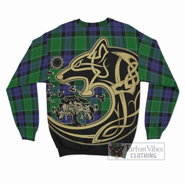 Haldane Tartan Sweatshirt with Family Crest Celtic Wolf Style - Tartan Vibes Clothing