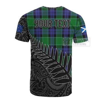 Tartan Vibes Clothing Haldane Crest Tartan Cotton T-shirt with New Zealand Silver Fern Half Style