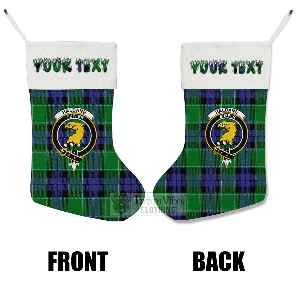 Haldane Tartan Family Crest Christmas Stocking with Personalized Text - Tartan Vibes Clothing