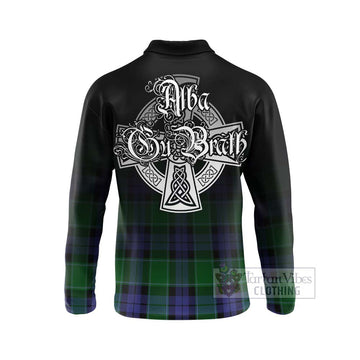 Haldane Tartan Long Sleeve Polo Shirt Featuring Alba Gu Brath Family Crest Celtic Inspired - Tartan Vibes Clothing