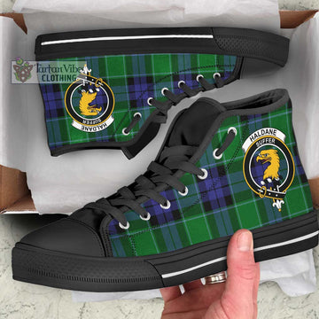 Haldane Tartan High Top Shoes with Family Crest - Tartan Vibes Clothing