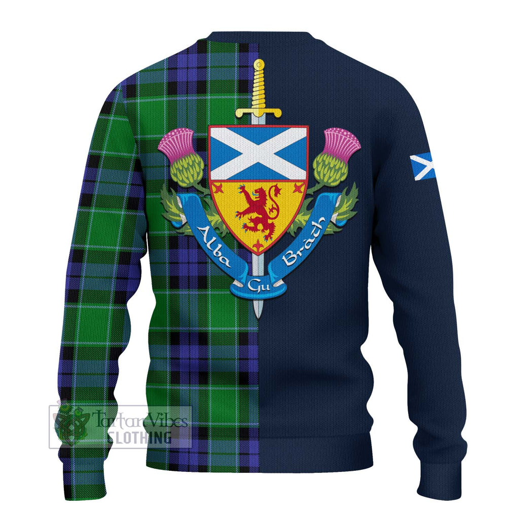 Haldane Tartan Ugly Sweater Alba with Scottish Lion Royal Arm Half Style - Tartan Vibes Clothing