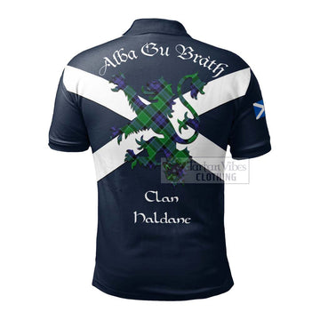 Haldane Tartan Lion Rampant Polo Shirt Proudly Display Your Heritage with Alba Gu Brath and Clan Name - Tartan Vibes Clothing