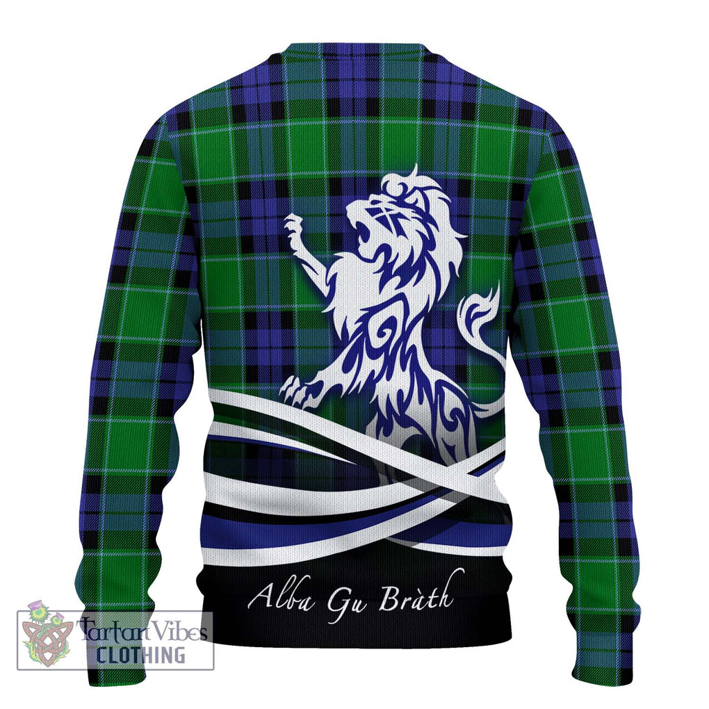 Haldane Tartan Ugly Sweater with Alba Gu Brath Regal Lion Emblem - Tartan Vibes Clothing