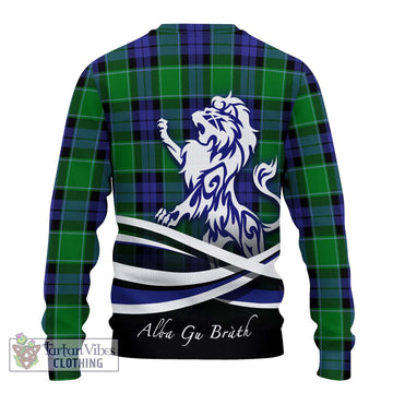 Haldane Tartan Ugly Sweater with Alba Gu Brath Regal Lion Emblem - Tartan Vibes Clothing