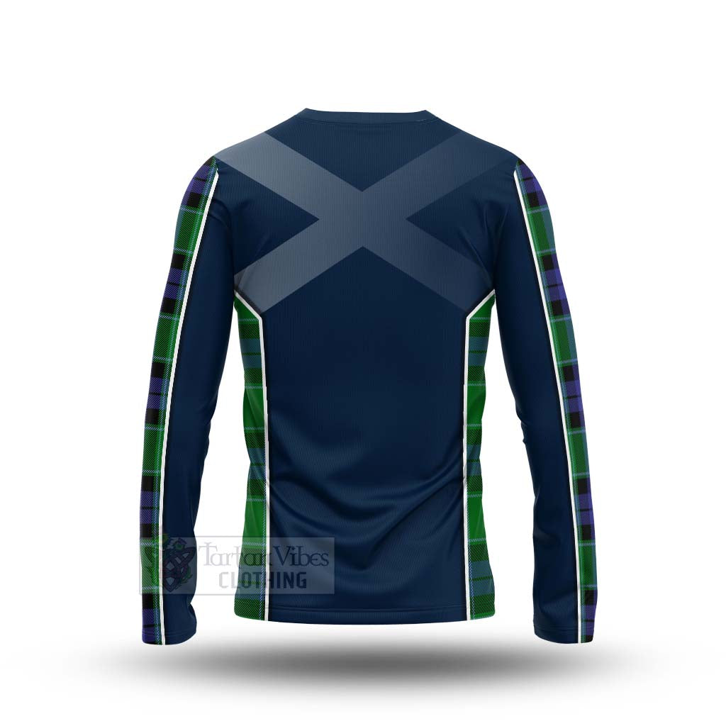 Tartan Vibes Clothing Haldane Tartan Long Sleeve T-Shirt with Family Crest and Scottish Thistle Vibes Sport Style