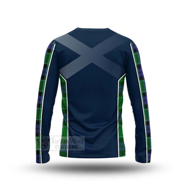 Tartan Vibes Clothing Haldane Tartan Long Sleeve T-Shirt with Family Crest and Scottish Thistle Vibes Sport Style