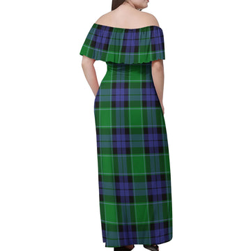 Haldane Tartan Off Shoulder Long Dress - Tartan Vibes Clothing