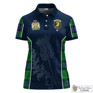 Haldane Tartan Women's Polo Shirt with Family Crest and Scottish Thistle Vibes Sport Style