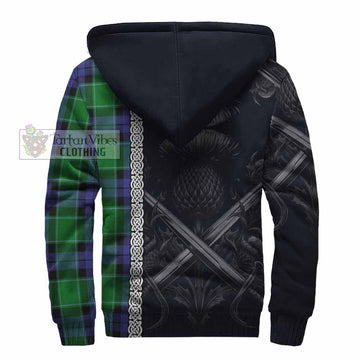 Haldane Tartan Sherpa Hoodie with Family Crest Cross Sword Thistle Celtic Vibes - Tartan Vibes Clothing