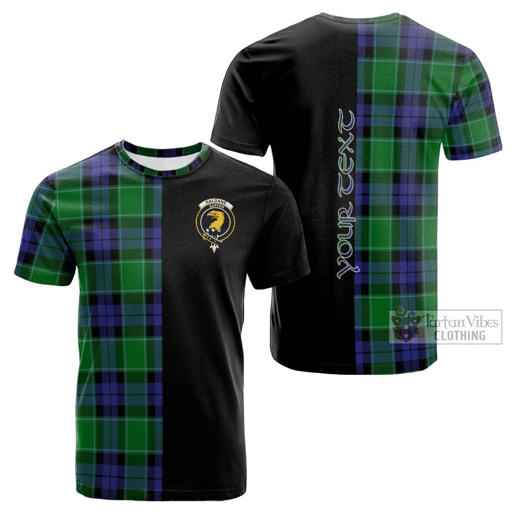 Tartan Vibes Clothing Haldane Tartan Cotton T-shirt with Family Crest and Half Of Me Style