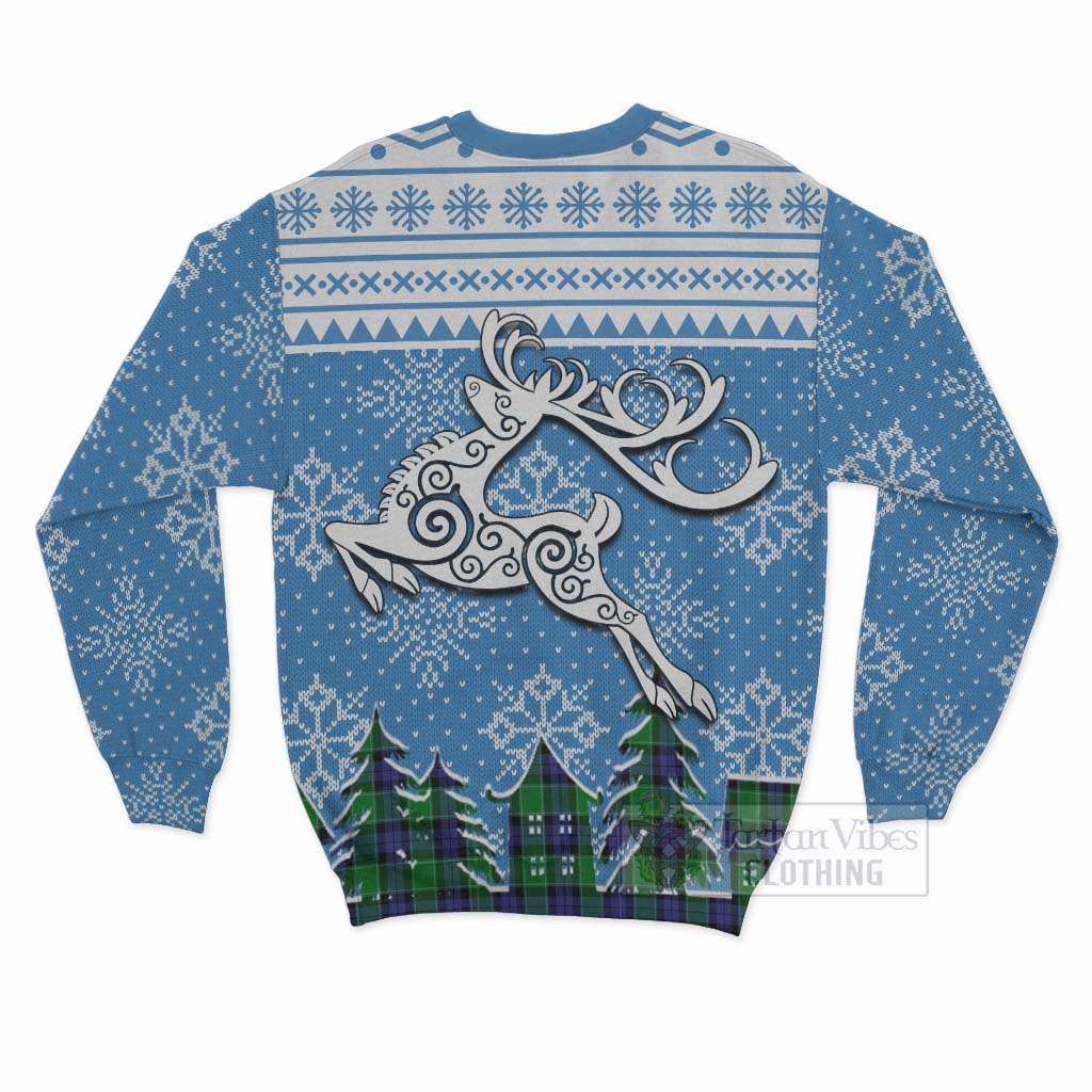 Haldane Clan Christmas Sweatshirt Celtic Reindeer Style - Tartan Vibes Clothing