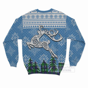 Haldane Clan Christmas Sweatshirt Celtic Reindeer Style - Tartan Vibes Clothing