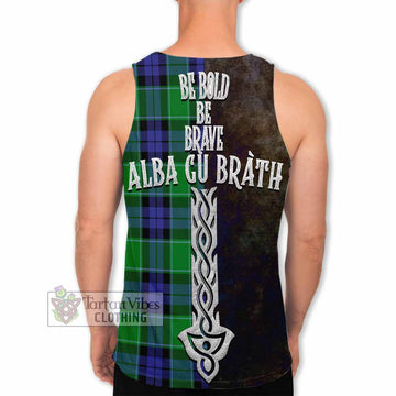 Haldane Tartan Family Crest Men's Tank Top Alba Gu Brath Be Brave Lion Ancient Style - Tartan Vibes Clothing