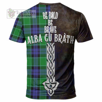 Haldane Tartan Family Crest T-Shirt Alba Gu Brath Be Brave Lion Ancient Style - Tartan Vibes Clothing