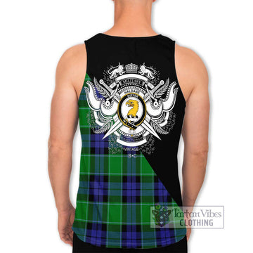 Haldane Tartan Men's Tank Top with Family Crest and Military Logo Style - Tartan Vibes Clothing