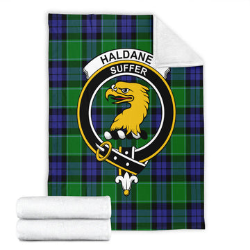 Haldane Tartan Blanket with Family Crest