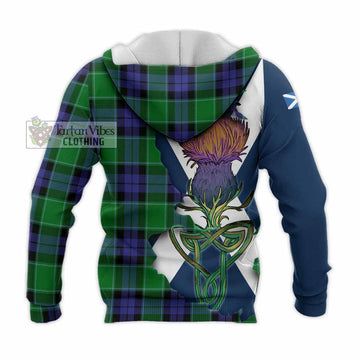 Haldane Tartan Family Crest Knitted Hoodie Scottish Thistle Celtic Inspired - Tartan Vibes Clothing