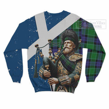 Haldane Tartan Sweatshirt with Family Crest Scottish Bagpiper Vibes - Tartan Vibes Clothing