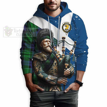Haldane Tartan Hoodie with Family Crest Scottish Bagpiper Vibes - Tartan Vibes Clothing