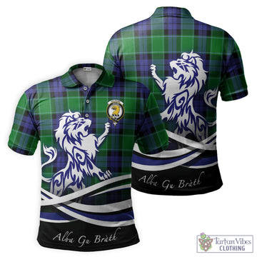 Haldane Tartan Polo Shirt with Alba Gu Brath Regal Lion Emblem