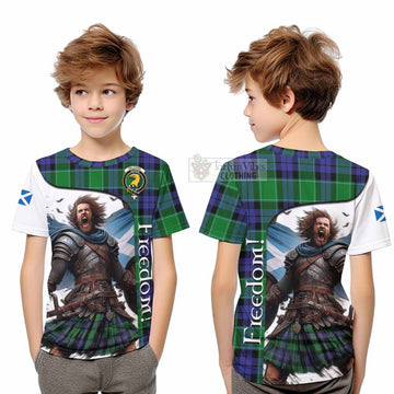 Tartan Vibes Clothing Haldane Crest Tartan Kid T-Shirt Inspired by the Freedom of Scottish Warrior